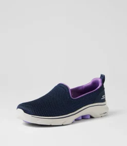 Women SKECHERS Sneakers-Go Walk 7 Navy Lavender Fabric Sneakers
