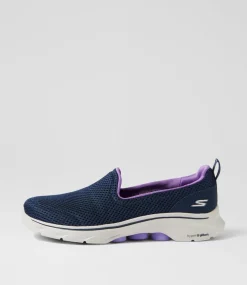 Women SKECHERS Sneakers-Go Walk 7 Navy Lavender Fabric Sneakers