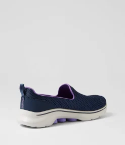 Women SKECHERS Sneakers-Go Walk 7 Navy Lavender Fabric Sneakers
