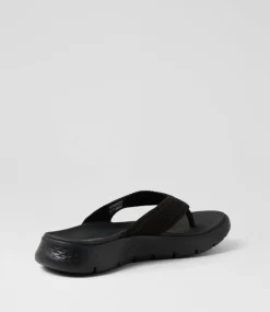 Women SKECHERS Flats|Sandals-Go Walk Flex Holly Black Fabric Thongs