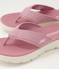 Women SKECHERS Flats|Sandals-Go Walk Flex Sandal Holly Mauve Fabric Thongs