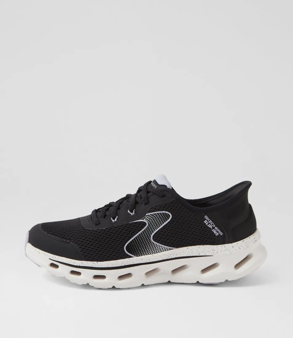 Women SKECHERS Sneakers-Go Walk Glide Step2 Black Lavender Fabric Sneakers