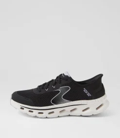 Women SKECHERS Sneakers-Go Walk Glide Step2 Black Lavender Fabric Sneakers