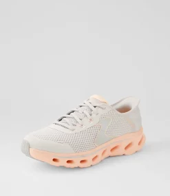 Women SKECHERS Sneakers-Go Walk Glide Step2 Grey Peach Fabric Sneakers