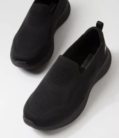 Women SKECHERS Sneakers-Go Walk Now Black Mesh Sneakers