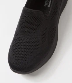 Women SKECHERS Sneakers-Go Walk Now Black Mesh Sneakers