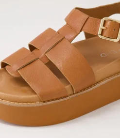 Women TOP END Sandals-Gonal Cognac Leather Sandals