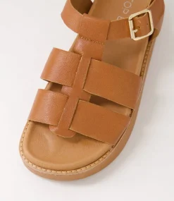 Women TOP END Sandals-Gonal Cognac Leather Sandals