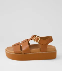 Women TOP END Sandals-Gonal Cognac Leather Sandals