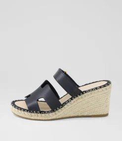 Women TOP END Espadrilles|Wedges-Goran Black Leather Sandals