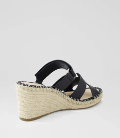 Women TOP END Espadrilles|Wedges-Goran Black Leather Sandals