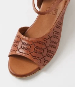 Women DIANA FERRARI Heels|Sandals-Gorgeena Dark Tan Leather Sandals