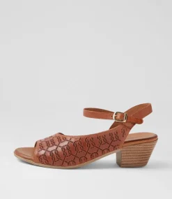 Women DIANA FERRARI Heels|Sandals-Gorgeena Dark Tan Leather Sandals