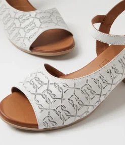 Women DIANA FERRARI Heels|Sandals-Gorgeena Off White Leather Sandals