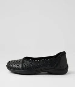 Women COLORADO Comfort|Flats-Grace Black Leather Flat Shoes