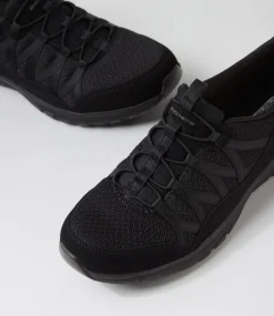 Women SKECHERS Sneakers-Gratis Sport Live Golden Black Fabric Sneakers