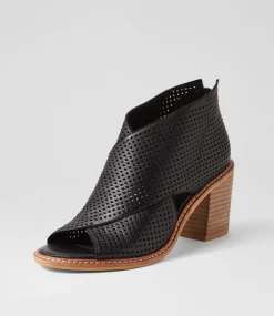Women TOP END Heels|Sandals-Greeca Black Natural Leather Sandals