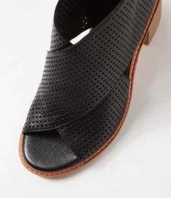Women TOP END Heels|Sandals-Greeca Black Natural Leather Sandals