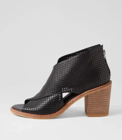 Women TOP END Heels|Sandals-Greeca Black Natural Leather Sandals