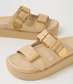 Women TOP END Sandals-Grettas Camel Leather Sandals