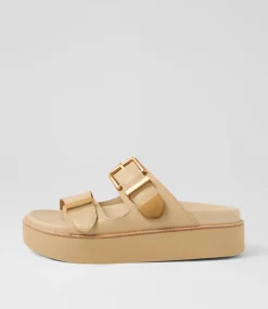Women TOP END Sandals-Grettas Camel Leather Sandals