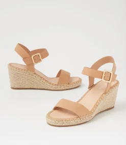 Women TOP END Wedges|Heels-Grogor Cappuccino Natural Rope Leather Sandals
