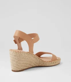 Women TOP END Wedges|Heels-Grogor Cappuccino Natural Rope Leather Sandals