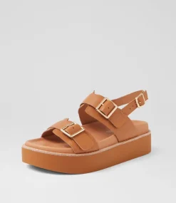 Women TOP END Sandals-Guvnays Dark Tan Leather Sandals