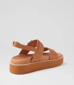 Women TOP END Sandals-Guvnays Dark Tan Leather Sandals