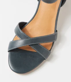 Women DIANA FERRARI Heels|Sandals-Gyana Navy Natural Leather Sandals