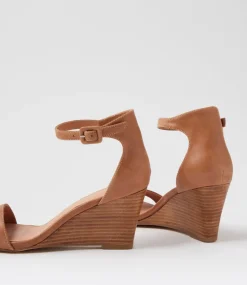 Women TOP END Wedges|Heels-Habbey Tan Natural Leather Sandals