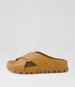Women SUPERSOFT Comfort|Flats-Hailay Dark Tan Leather Sandals
