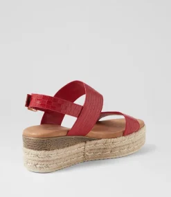 Women I LOVE BILLY Espadrilles|Sandals-Halla Red Weave Sandals