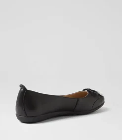 Women SUPERSOFT Comfort|Flats-Halliae Black Leather Flat Shoes