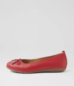 Women SUPERSOFT Comfort|Flats-Halliae Bright Red Leather Flat Shoes