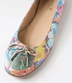 Women SUPERSOFT Comfort|Flats-Halliae White Exotic Floral Leather Flat Shoes