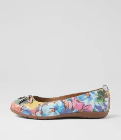 Women SUPERSOFT Comfort|Flats-Halliae White Exotic Floral Leather Flat Shoes