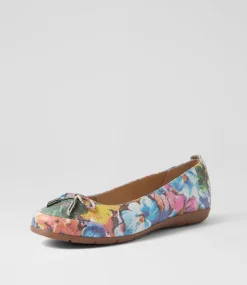 Women SUPERSOFT Comfort|Flats-Halliae White Exotic Floral Leather Flat Shoes