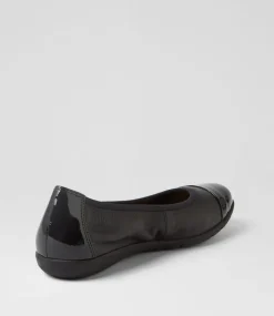 Women SUPERSOFT Comfort|Flats-Hallies Black Patent Leather Flat Shoes