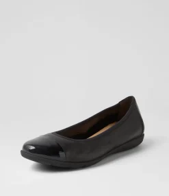Women SUPERSOFT Comfort|Flats-Hallies Black Patent Leather Flat Shoes