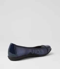 Women SUPERSOFT Comfort|Flats-Hallies Navy Sapphire Patent Leather Ballet Flats