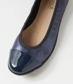 Women SUPERSOFT Comfort|Flats-Hallies Navy Sapphire Patent Leather Ballet Flats