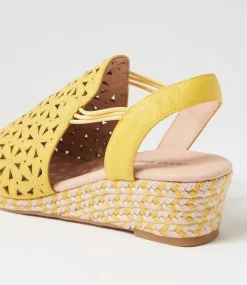 Women DIANA FERRARI Heels|Sandals-Hanar Yellow Multi Leather Sandals