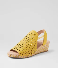 Women DIANA FERRARI Heels|Sandals-Hanar Yellow Multi Leather Sandals
