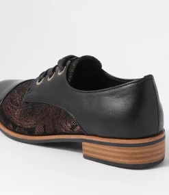 Women I LOVE BILLY Flats-Hannie Black Multi Lace Up Flats