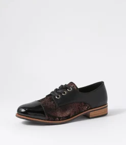 Women I LOVE BILLY Flats-Hannie Black Multi Lace Up Flats