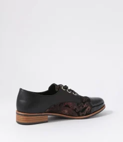 Women I LOVE BILLY Flats-Hannie Black Multi Lace Up Flats