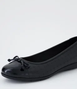 Women SUPERSOFT Comfort|Flats-Hannie Black Patent Leather Flat Shoes