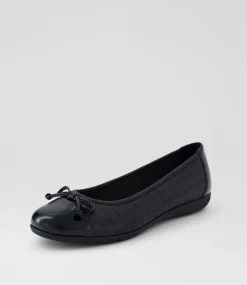 Women SUPERSOFT Comfort|Flats-Hannie Black Patent Leather Flat Shoes