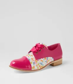 Women I LOVE BILLY Flats-Hannie Lipstick White Party Multi Lace Up Flats